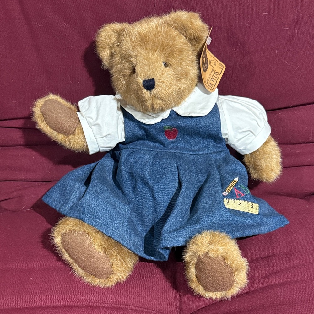 Boyd’s Bear Teacher Teddy in Blue denim Dress Mrs Appleby